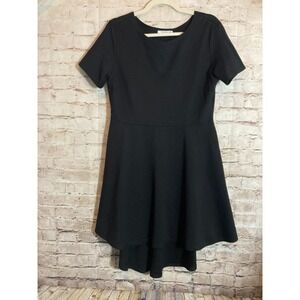 Reoria Dress Womens XL Black Fit & Flare Hi Low LBD Stretchy Pullover Party